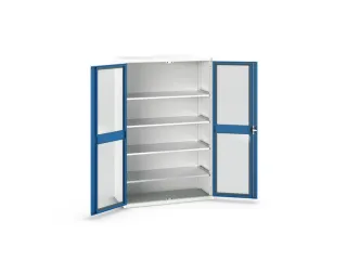 vitrinekast 2000x1300x550mm 4xStalen bodem romp RAL7035 front RAL5010 - 1
