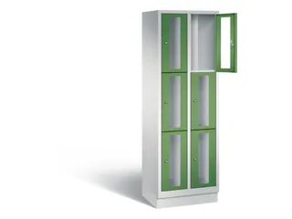Lockerkast 1800x610x500mm 2x3 vakken Cilinderslot, Sokkel, RAL6011 - 1
