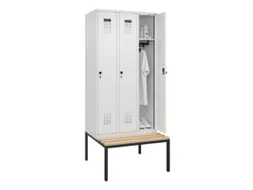 locker met bank,HxBxD 2120x900x815mm,3vak,vak B 300mm,draaigrendel