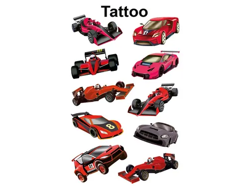 Tattoo etiket Z-design Kids pakje a 1 vel race auto's
