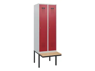 locker met bank,HxBxD 1950x600x815mm,2vak,vak B 300mm,cilinderslot - 2