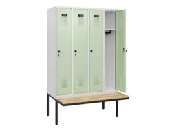 locker met bank,HxBxD 1950x1200x815mm,4vak,vak B 300mm,draaigrendel