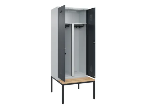 PBM-locker met bank,HxBxD 2120x800x815mm,2vak,vak B 400mm