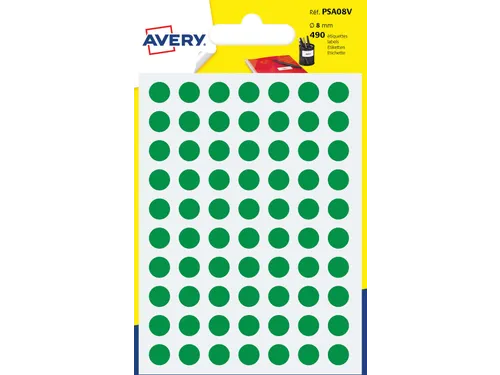 PSA08V ronde markeringsetiketten diameter 8 mm groen