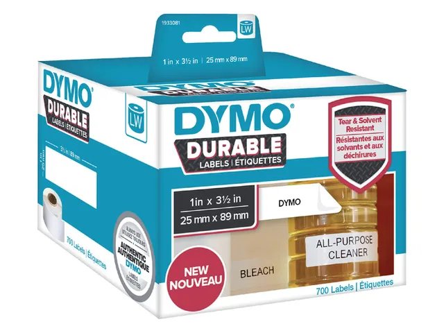 Etiket Dymo LabelWriter industrieel 25x89mm 2 rollen á 350 stuks wit