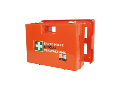 verbandkoffer,v. kantoor,DIN 13157,ABS oranje,m. wandhouder