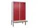 locker met bank,voor scheiding van kleding,HxBxD 2120x1200x815mm,4vak