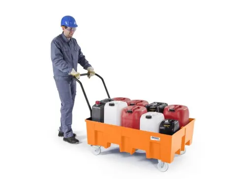 verrijdbare PE-opvangbak,v. 2x200l vat,opvangvol. 220l