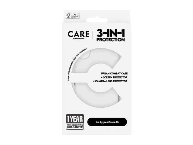 PanzerGlass | CARE by Flagship 3-in-1 Bundle iPhone 16, Apple, A