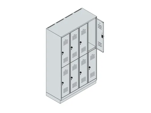 dubbeldekse locker,HxBxD 1950x1200x500mm,4x2vak.,vak B 300mm