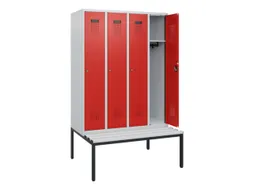 locker met bank,HxBxD 1950x1200x815mm,4vak,vak B 300mm,cilinderslot