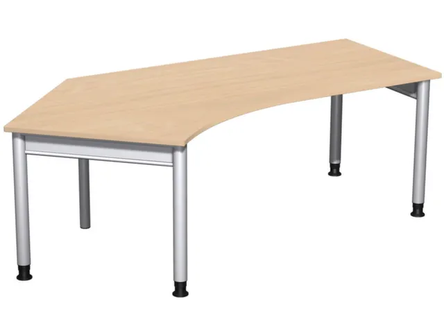 Bureau d’angle 680-820x2166x1130mm retour à gauche hêtre/argenté
