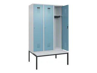 locker met bank,HxBxD 2120x1200x815mm,3vak,vak B 400mm,cilinderslot - 1