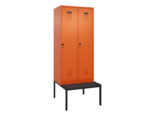 locker met bank,HxBxD 2120x800x815mm,2vak,vak B 400mm,draaigrendel