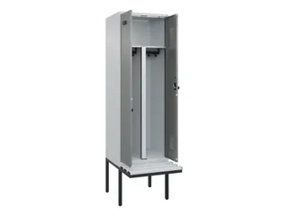 PBM-locker met bank,HxBxD 2120x600x815mm,2vak,vak B 300mm,draaigrendel - 1