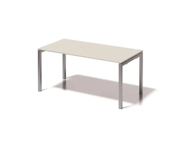 bureau HxBxD 740x1600x800mm blad grijswit 4-voeten zilverkleurig