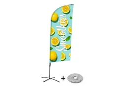 Horecavlag Alu Wind complete set Smoothies Citroen kruisvoet Zwart
