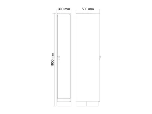 locker,HxBxD 1950x300x500mm,1vak,vak B 300mm,cil.-slot,sokkel