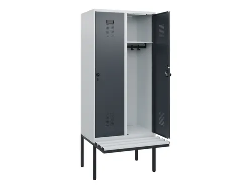 locker met bank,HxBxD 1950x800x815mm,2vak,vak B 400mm,draaigrendel