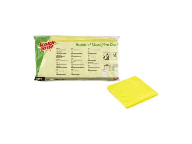 Chiffon microfibre Scotch-Brite Essential 360x360mm jaune 10 pièces