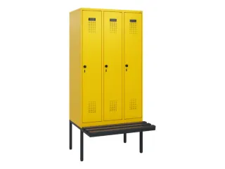 locker met bank,HxBxD 1950x900x815mm,3vak,vak B 300mm,draaigrendel - 2