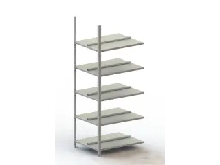 Schroefstelling Aanbouwveld Ral7035 1850x752x604mm 5legborden 80kg - 1