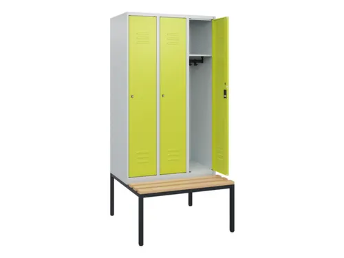 locker met bank,HxBxD 1950x900x815mm,3vak,vak B 300mm,cil.-slot