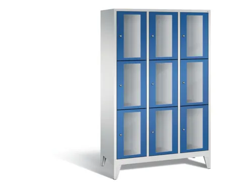 lockerkast 1850x1200x500mm 3x3 vakken Cilinderslot Poten, RAL5010
