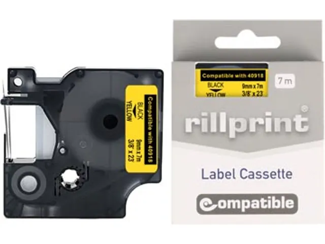 ruban D1 compatible pour Dymo 40918, 9 mm, noir sur jaune