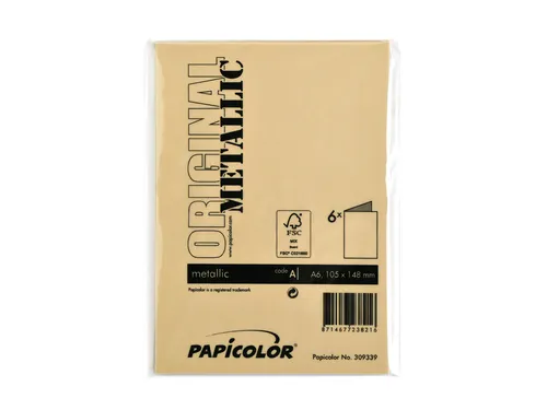 Correspondentiekaart Papicolor dubbel 105x148mm metallic goud pak 6st