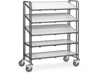 ESD-eurobakkenwagen 9384 300kg 1240x610mm 5 Etages Hout Ral7015 - 1
