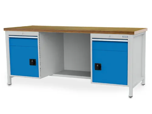 werkbank,m. achterwand,HxBxD 959x2000x750mm,multiplexblad