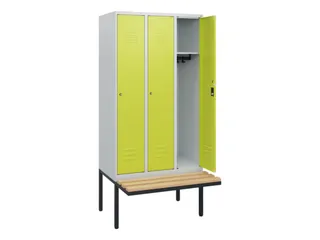 locker met bank,HxBxD 1950x900x815mm,3vak,vak B 300mm,cil.-slot - 2