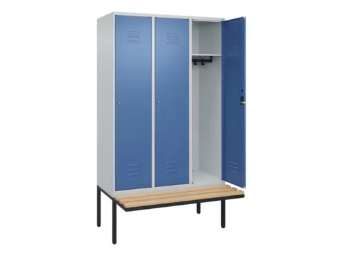 locker met bank,HxBxD 2120x1200x815mm,3vak,vak B 400mm,cil.-slot