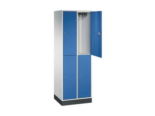 Dubbeldekse garderobekast,RAL 7035/RAL 5010,HxBxD 1950x620x500mm