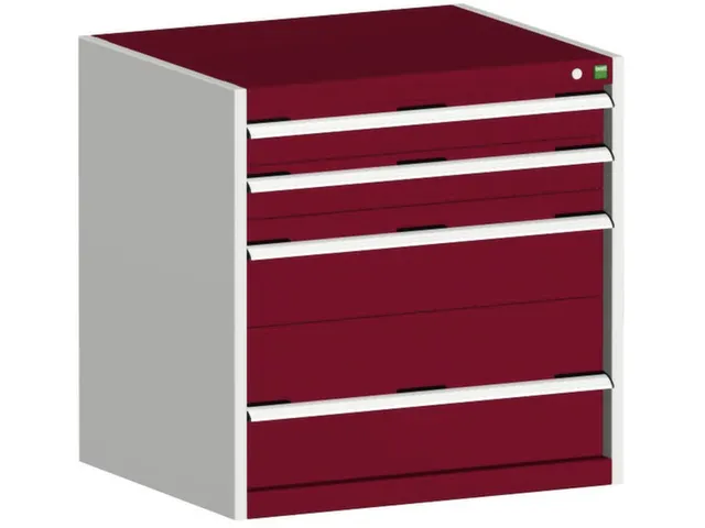 ladekast HxBxD 800x800x750mm 4laden romp RAL7035 front RAL3004