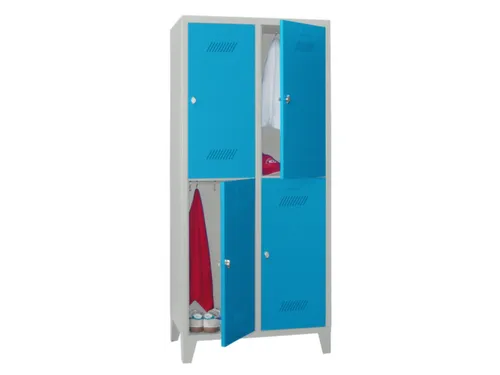dubbeldekse locker,HxBxD 1850x800x500mm,2x2vak.,RAL7035,front RAL5012