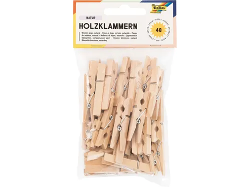 Wasknijper Folia 48 stuks drie formaten hout