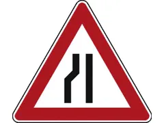 verkeersbord,links versmalde rijbaan,conform StVO,aluminium