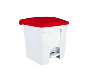 Contitop,afvalbak met pedaal 30L wit/rood - 1