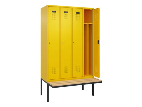 locker met bank,voor scheiding van kleding,HxBxD 2120x1200x815mm,4vak