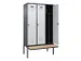 locker met bank,voor scheiding van kleding,HxBxD 2120x1200x815mm,3vak