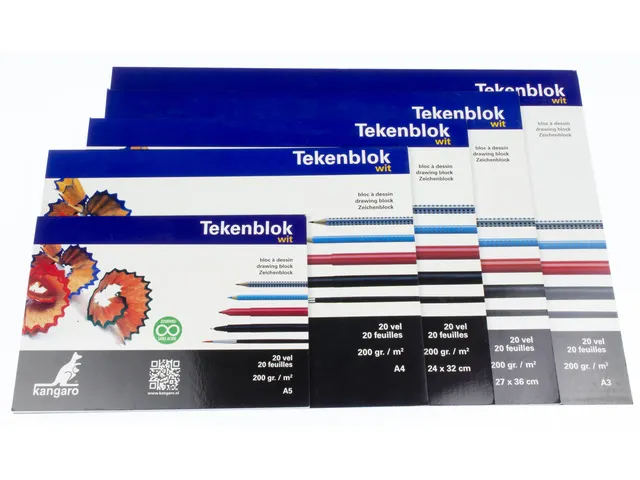 Tekenblok Kangaro 270x360mm 200 grams 20 vel, wit