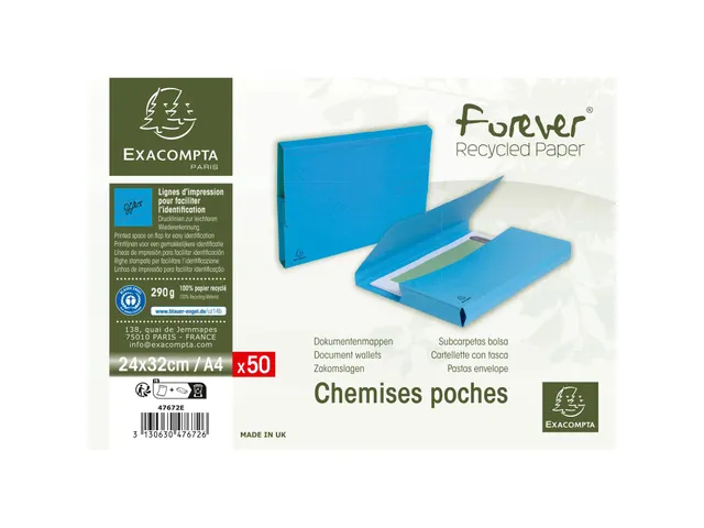 Documentenbox Forever A4, 290 g/m², blauw 50 Stuks
