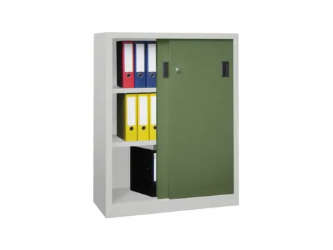 schuifdeurkast,HxBxD 1200x1000x500mm,RAL7035,front RAL6011