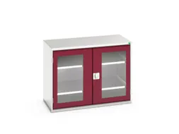 vitrinekast 800x1050x550mm 2xStalen bodem romp RAL7035 front RAL3004