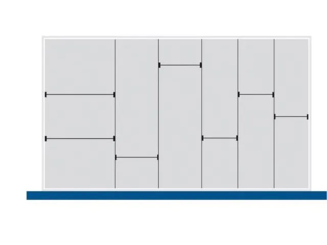 indelingsset,7lengteverdeler/5scheidingsplaten,v. front H 75mm