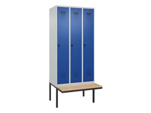 locker met bank,voor scheiding van kleding,HxBxD 2120x900x815mm,3vak