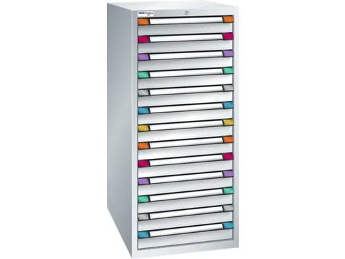 ladekast,HxBxD 1400x605x695mm,13lade(n),RAL7035,front RAL7035