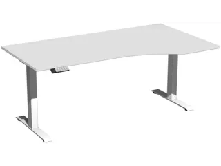 In hoogte verstelbaar bureau in vrije vorm,HxBxD 630-1280x1800x1000mm - 1
